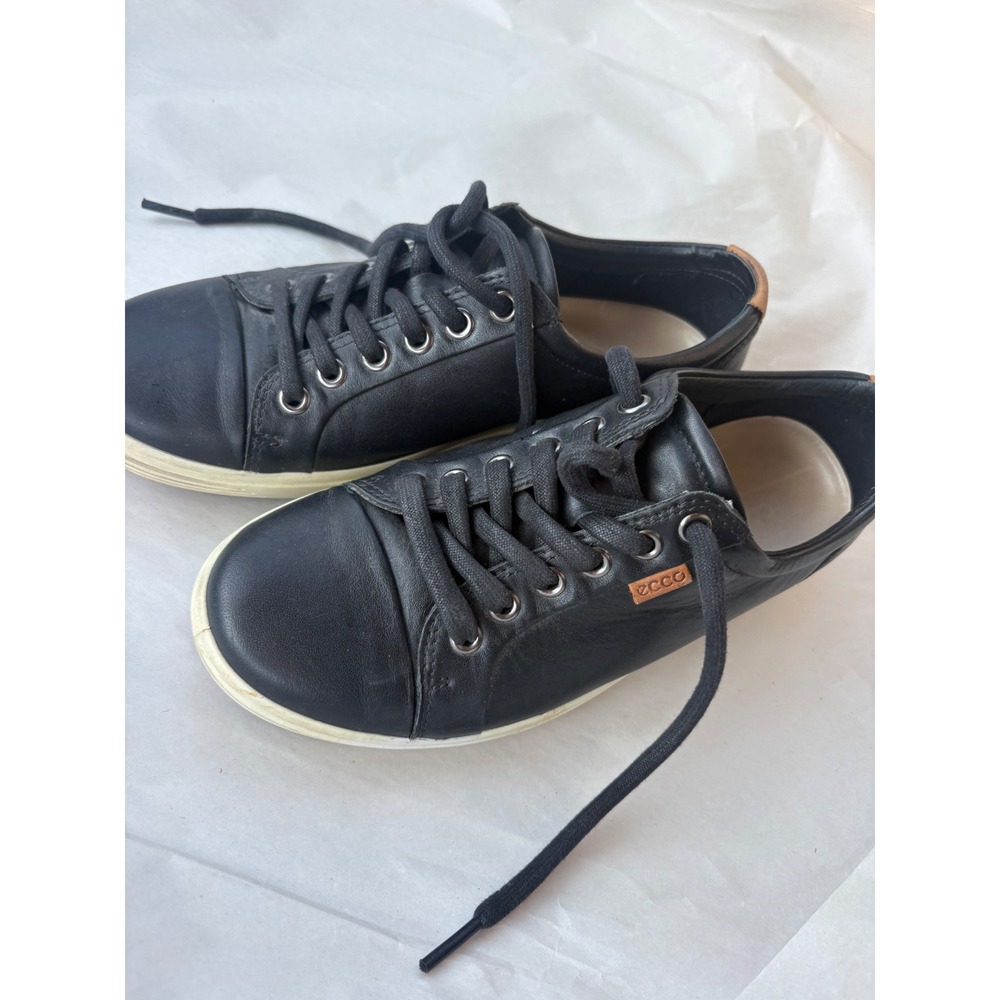 ECCO Soft 7 Black Leather Low Top Sneakers Womens Size US 6